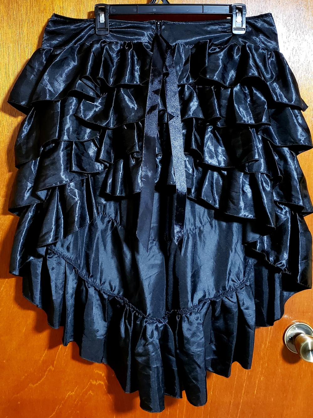 Spirit Halloween Solid Black Ruffled High-Low Costume Skirt Adult Large
